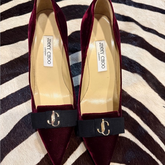 Jimmy Choo Shoes - Jimmy Choo Dark Red Velvet Heels